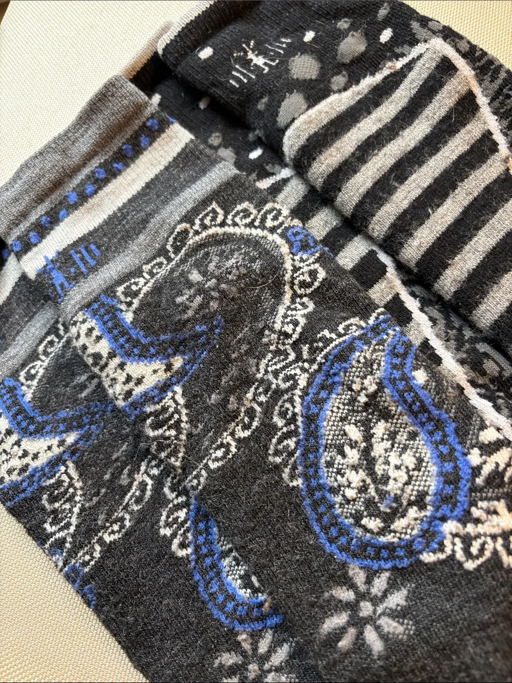 Smartwool Knee-High ski merino Athletic Socks in Black, Gray & Blue
